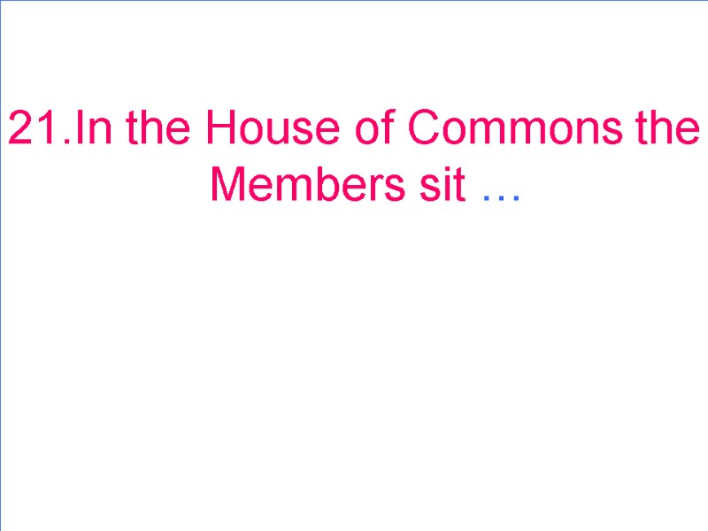 21.In the House of Commons the Members sit …
